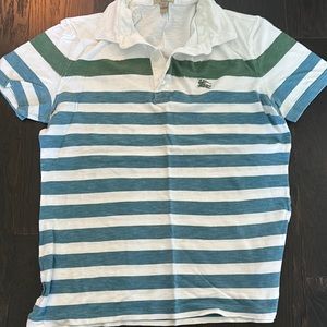 Burberry T-shirt/golf shirt. Green blue and white. Mint condition.